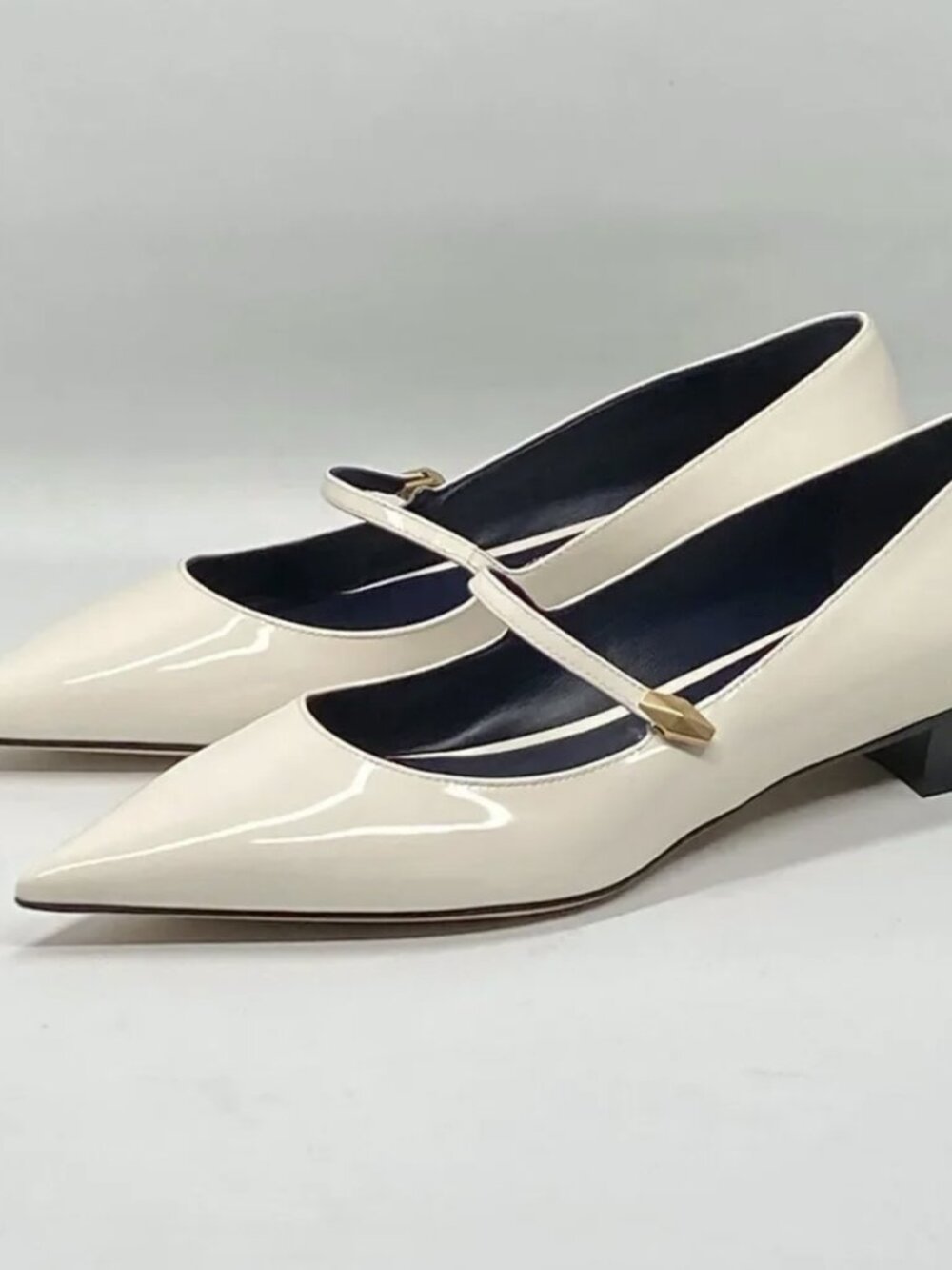 Jimmy Choo Carolyn Leather Mary Jane Flats Ivory